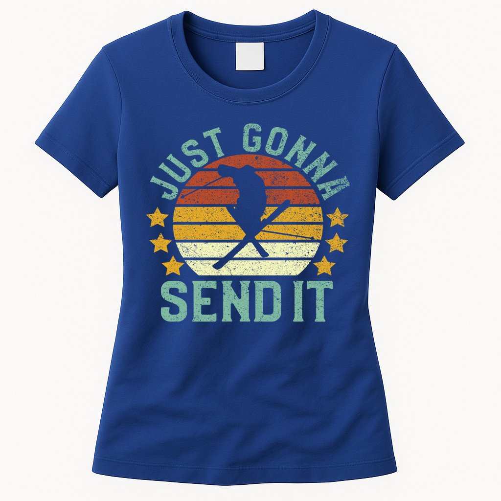 Skiing Just Gonna Send It Funny Vintage Ski Gift For Skier Gift Womens T-Shirt