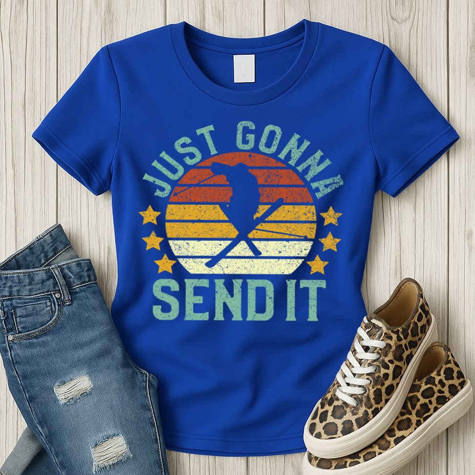 Skiing Just Gonna Send It Funny Vintage Ski Gift For Skier Gift Womens T-Shirt