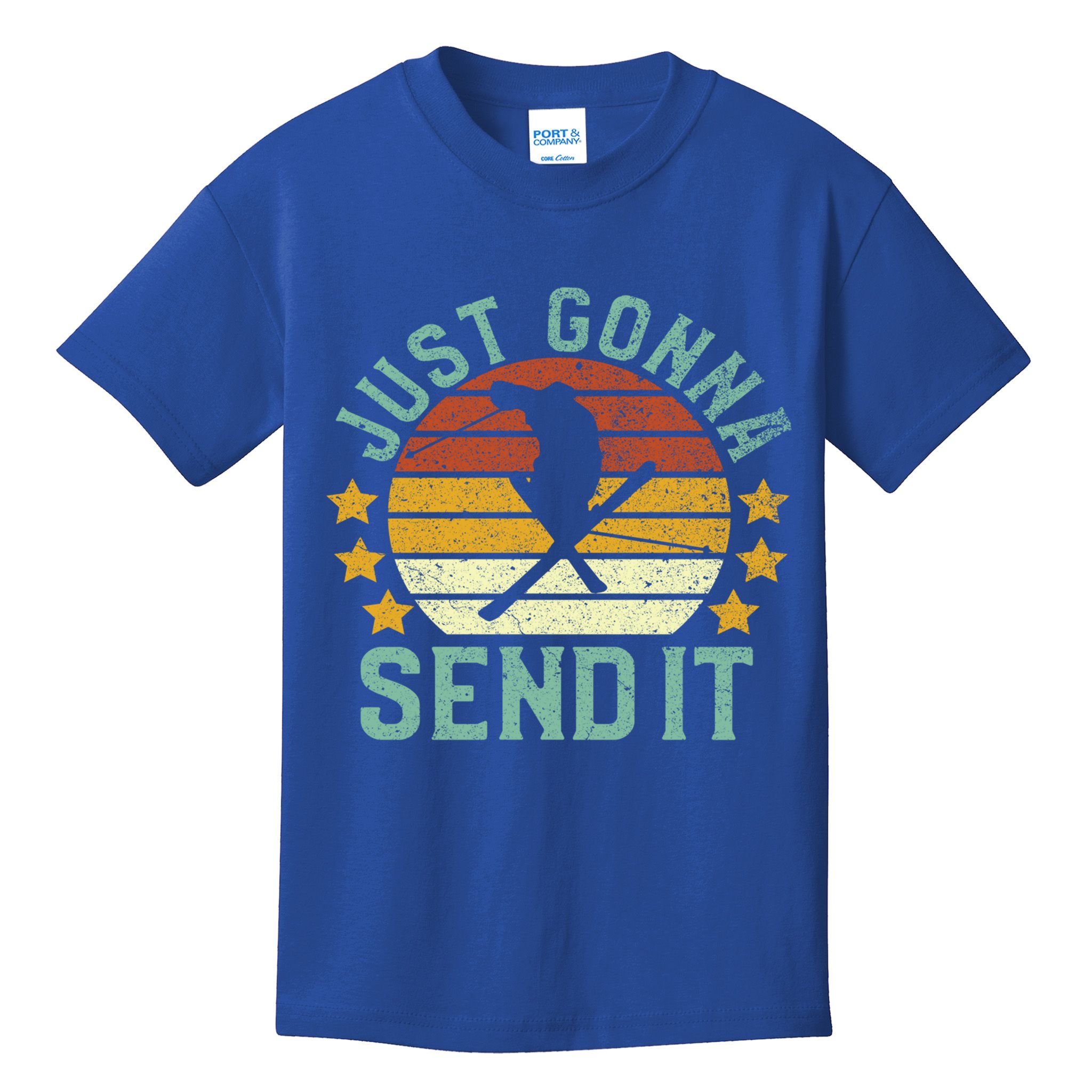 Skiing Just Gonna Send It Funny Vintage Ski Gift For Skier Gift Kids T-Shirt