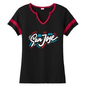 San Jose Hand Drawn Logo Ladies Halftime Notch Neck Tee