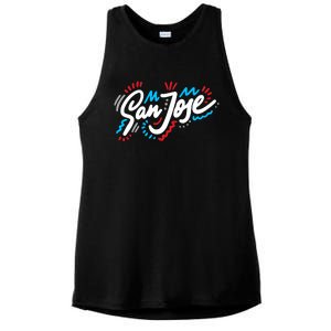 San Jose Hand Drawn Logo Ladies PosiCharge Tri-Blend Wicking Tank