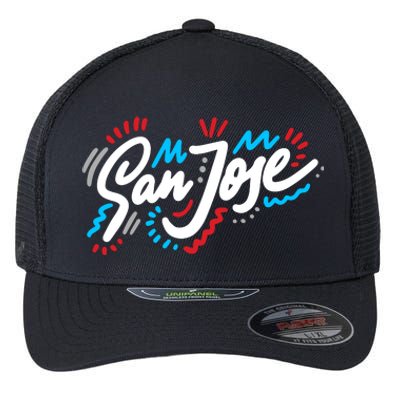 San Jose Hand Drawn Logo Flexfit Unipanel Trucker Cap