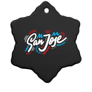 San Jose Hand Drawn Logo Ceramic Star Ornament