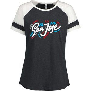 San Jose Hand Drawn Logo Enza Ladies Jersey Colorblock Tee