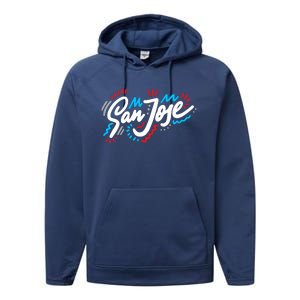 San Jose Hand Drawn Logo Performance Fleece Hoodie