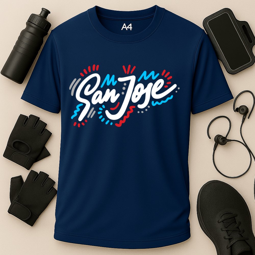 San Jose Hand Drawn Logo Cooling Performance Crew T-Shirt