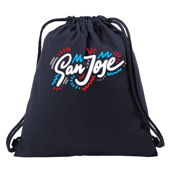 San Jose Hand Drawn Logo Drawstring Bag