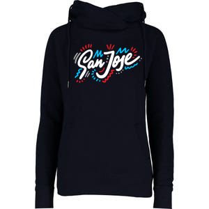 San Jose Hand Drawn Logo Womens Funnel Neck Pullover Hood