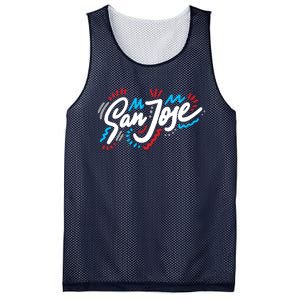 San Jose Hand Drawn Logo Mesh Reversible Basketball Jersey Tank