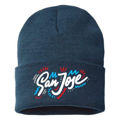 San Jose Hand Drawn Logo Sustainable Knit Beanie