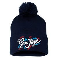 San Jose Hand Drawn Logo Pom Pom 12in Knit Beanie