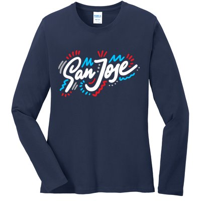 San Jose Hand Drawn Logo Ladies Long Sleeve Shirt