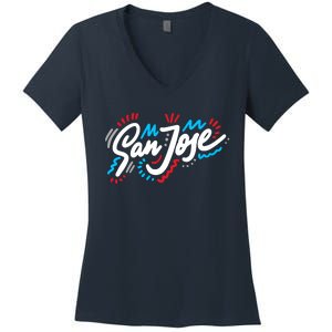 San Jose Hand Drawn Logo Women's V-Neck T-Shirt