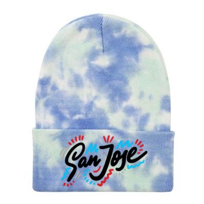 San Jose Hand Drawn Logo Tie Dye 12in Knit Beanie