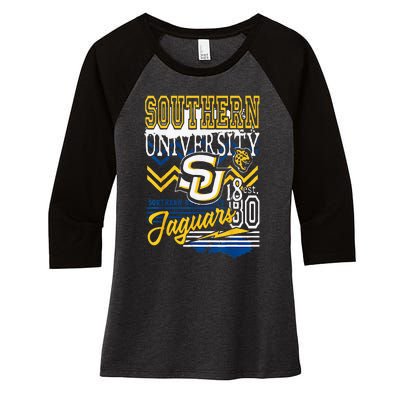 Southern Jaguars Hbcu Women's Tri-Blend 3/4-Sleeve Raglan Shirt