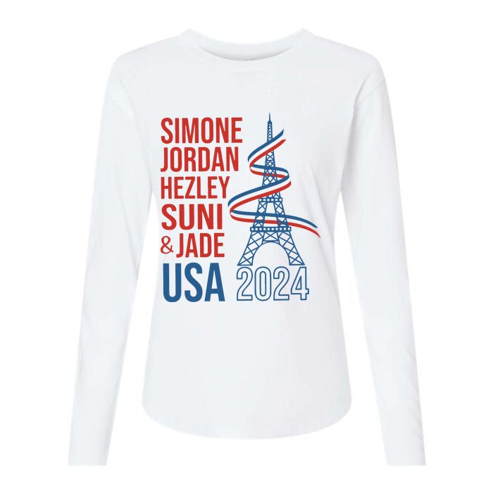 Simone Jordan Hezley Suni & Jade Usa Paris 2024 Womens Cotton Relaxed Long Sleeve T-Shirt