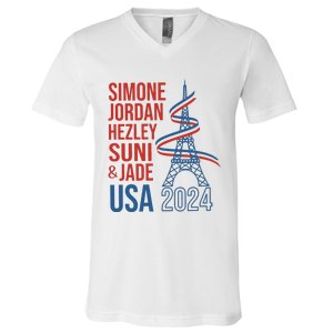 Simone Jordan Hezley Suni & Jade Usa Paris 2024 V-Neck T-Shirt