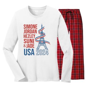 Simone Jordan Hezley Suni & Jade Usa Paris 2024 Women's Long Sleeve Flannel Pajama Set 