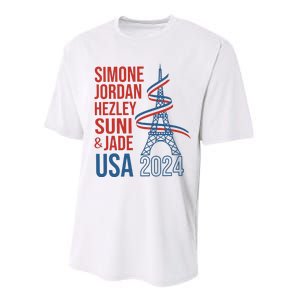 Simone Jordan Hezley Suni & Jade Usa Paris 2024 Performance Sprint T-Shirt