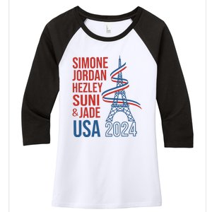 Simone Jordan Hezley Suni & Jade Usa Paris 2024 Women's Tri-Blend 3/4-Sleeve Raglan Shirt