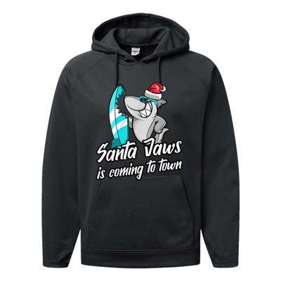 Santa Jaws Is Coming To Town Parody Christmas Shark Funny Performance Fleece Hoodie