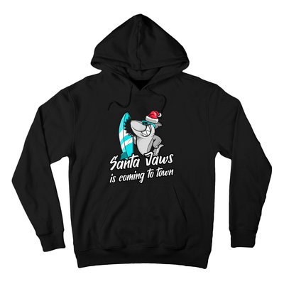 Santa Jaws Is Coming To Town Parody Christmas Shark Funny Hoodie