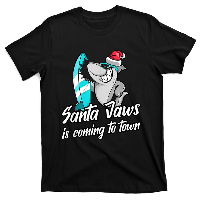 Santa Jaws Is Coming To Town Parody Christmas Shark Funny T-Shirt