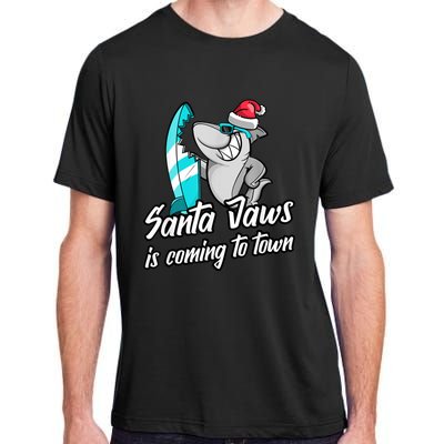 Santa Jaws Is Coming To Town Parody Christmas Shark Funny Adult ChromaSoft Performance T-Shirt