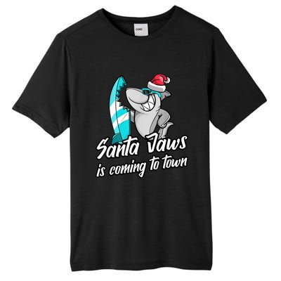 Santa Jaws Is Coming To Town Parody Christmas Shark Funny Tall Fusion ChromaSoft Performance T-Shirt