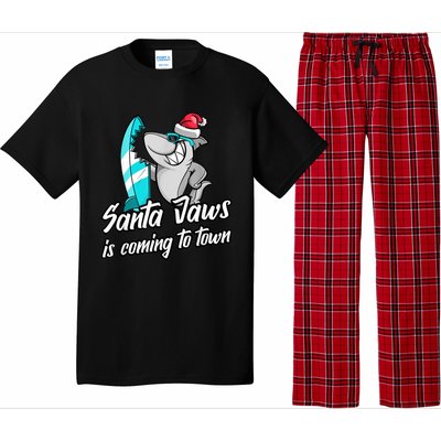 Santa Jaws Is Coming To Town Parody Christmas Shark Funny Pajama Set