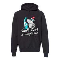 Santa Jaws Is Coming To Town Parody Christmas Shark Funny Premium Hoodie