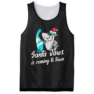 Santa Jaws Is Coming To Town Parody Christmas Shark Funny Mesh Reversible Basketball Jersey Tank