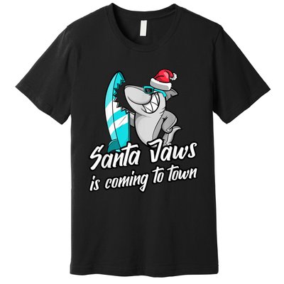 Santa Jaws Is Coming To Town Parody Christmas Shark Funny Premium T-Shirt