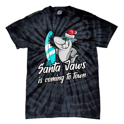 Santa Jaws Is Coming To Town Parody Christmas Shark Funny Tie-Dye T-Shirt