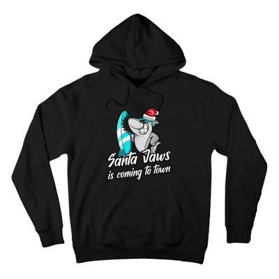 Santa Jaws Is Coming To Town Parody Christmas Shark Funny Tall Hoodie