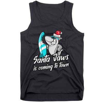 Santa Jaws Is Coming To Town Parody Christmas Shark Funny Tank Top