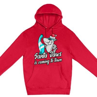 Santa Jaws Is Coming To Town Parody Christmas Shark Funny Premium Pullover Hoodie