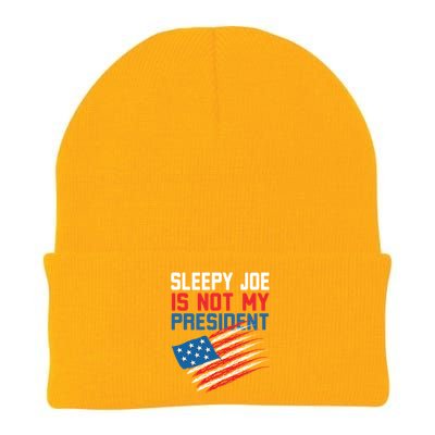 Sleepy Joe Is Not My Presiden Funny Anti Joe Biden Meaningful Gift Knit Cap Winter Beanie