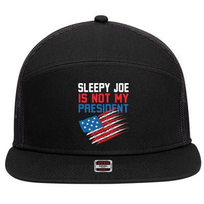 Sleepy Joe Is Not My Presiden Funny Anti Joe Biden Meaningful Gift 7 Panel Mesh Trucker Snapback Hat