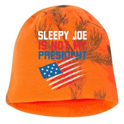 Sleepy Joe Is Not My Presiden Funny Anti Joe Biden Meaningful Gift Kati - Camo Knit Beanie