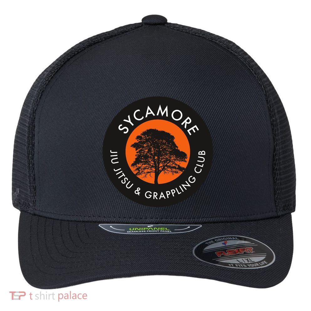 Sycamore Jiu Jitsu Club Tree Premium Flexfit Unipanel Trucker Cap