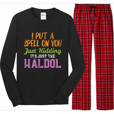 Spell Just Kidding Haldol Funny Nurse Halloween Rn Icu Women Long Sleeve Pajama Set