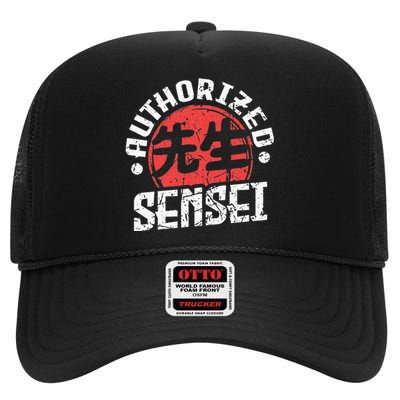 Sensei Japan Kanji Teacher Authorized Sensei Coach Trainer High Crown Mesh Back Trucker Hat