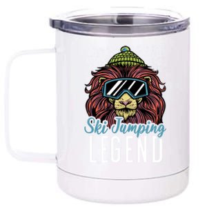 Ski Jumping Legend With A Lion Gift 12 oz Stainless Steel Tumbler Cup