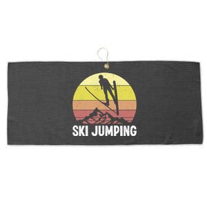 Ski Jumping Lover Ski Jumper Mountain Skiiing Winter Sport Funny Gift Large Microfiber Waffle Golf Towel