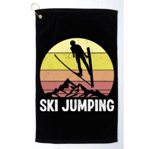 Ski Jumping Lover Ski Jumper Mountain Skiiing Winter Sport Funny Gift Platinum Collection Golf Towel