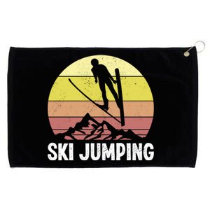 Ski Jumping Lover Ski Jumper Mountain Skiiing Winter Sport Funny Gift Grommeted Golf Towel