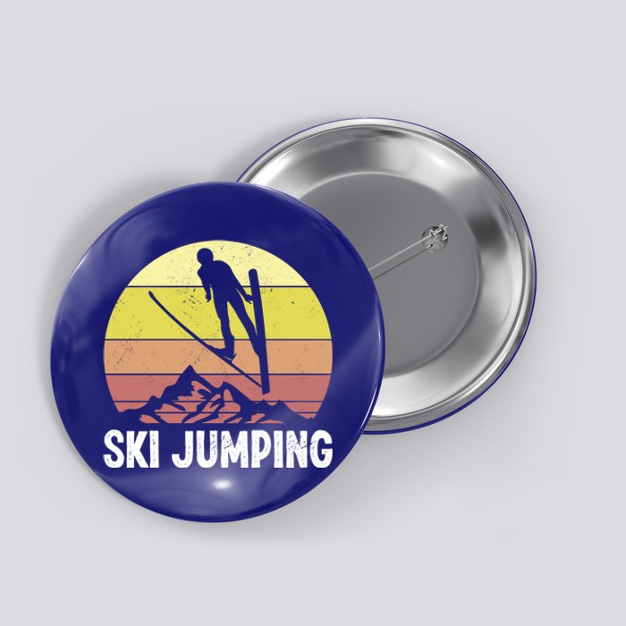 Ski Jumping Lover Ski Jumper Mountain Skiiing Winter Sport Funny Gift Button