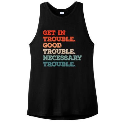 Social John Lewis Get In Good Necessary Trouble Gift Ladies PosiCharge Tri-Blend Wicking Tank