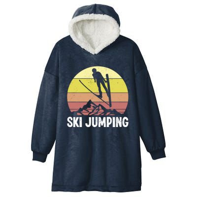 Ski Jumping Lover Ski Jumper Mountain Skiiing Winter Sport Cool Gift Hooded Wearable Blanket